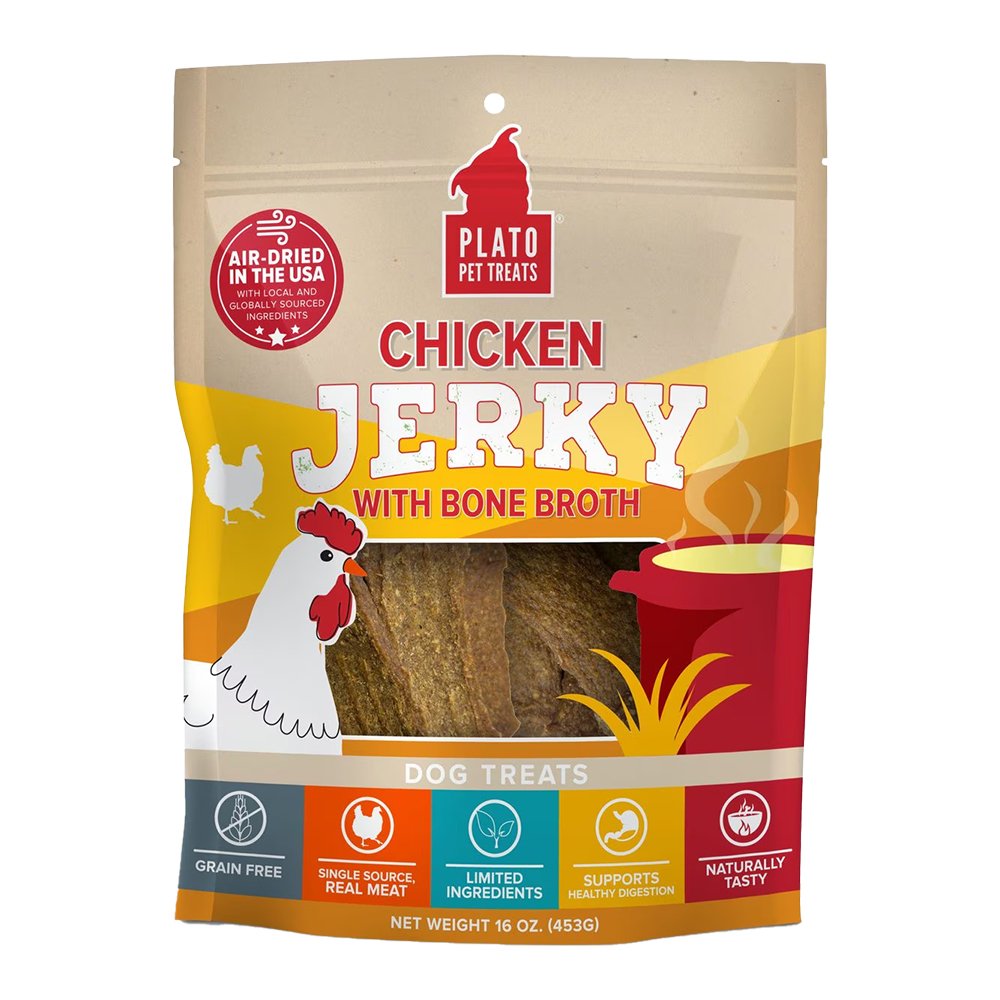 Plato Chicken Jerky With Bone Broth Dog Treats, Plato